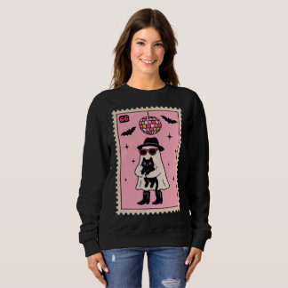 Sweatshirt Fantôme Disco Rétro avec Stand Halloween Chat Noir