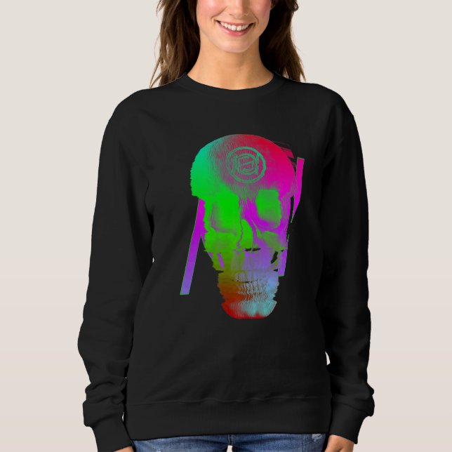 Sweatshirt Fantôme Numérique Crâne Glitch (Devant)