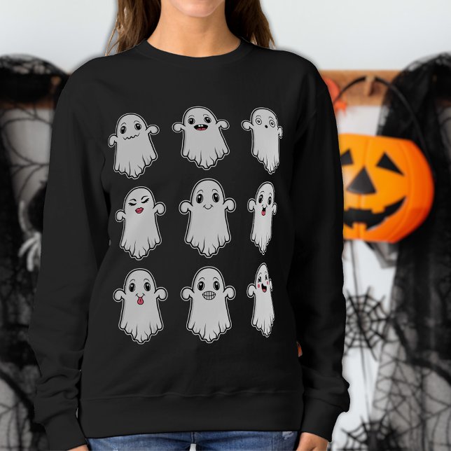 Sweatshirt Fantômes avec diverses expressions faciales Hallow (Cute design for the Halloween season.)