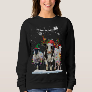 Sweatshirt Farm Animal Christmas Tree Sheep Cow Goat Reindeer