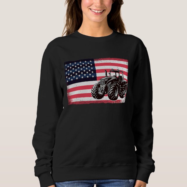 Sweatshirt Farming Truck Driver Tractors USA American Flag Fa (Devant)