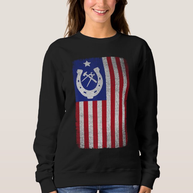 Sweatshirt Farrier American Flag Horseshoe Horseshoeing (Devant)