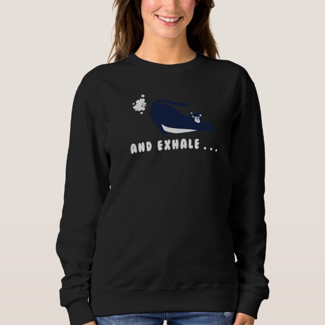 Sweatshirt Farting Chat Faire Du Yoga Pose Dire Exhale (Devant)