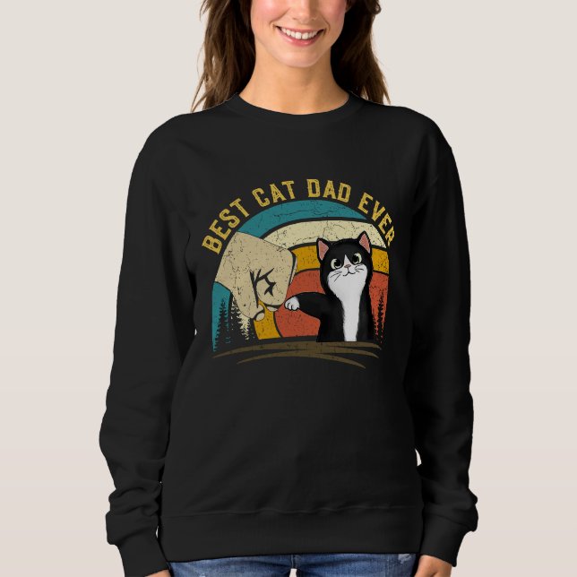 Sweatshirt Father's Day Cat daddy Meowy Best Cat Dad Ever (Devant)
