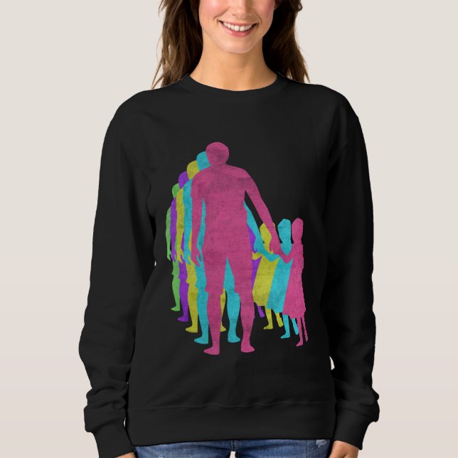 Sweatshirt Fathers Day Daughter Holding Hand Love 80s Colors  (Devant)