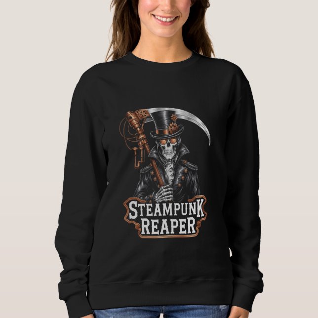 Sweatshirt Faucheuse Steampunk Dieu de la Mort Rouages Haut-d (Devant)