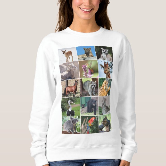 Sweatshirt Faune 15 animaux capturés dans la nature (Devant)