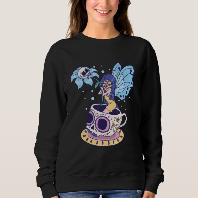 Sweatshirt Fée Sugar Crâne Mug Papillon Thé Pot Sorcière Magi (Devant)