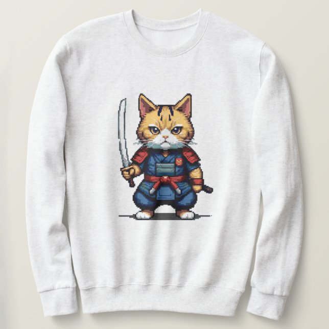 Sweatshirt Feline Samurai Warrior (Design devant)