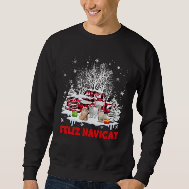 Sweatshirt Feliz NaviCat Merry Christmas Santa Cat With Red P (Devant)