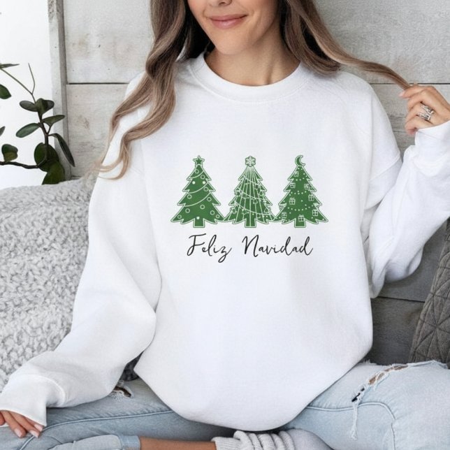 Sweatshirt Feliz Navidad Green Christmas Tree Festive Holiday (Feliz Navidad Green Christmas Tree Festive Holiday Sweatshirt
)