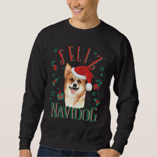 Sweatshirt Feliz Navidog migre Pembroke Corgi gallois portant