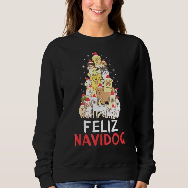 Sweatshirt Feliz Navidog Shirt Camisa Perro Navidad (Devant)