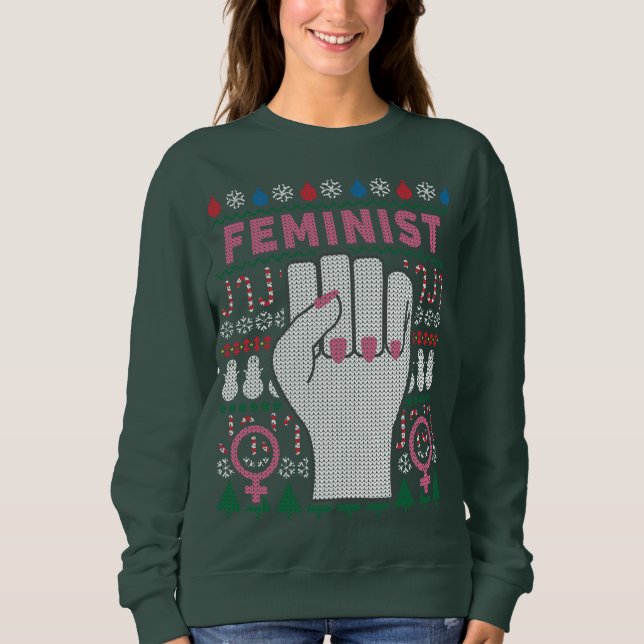 Sweatshirt féministe du pouvoir moche de Noël (Devant)