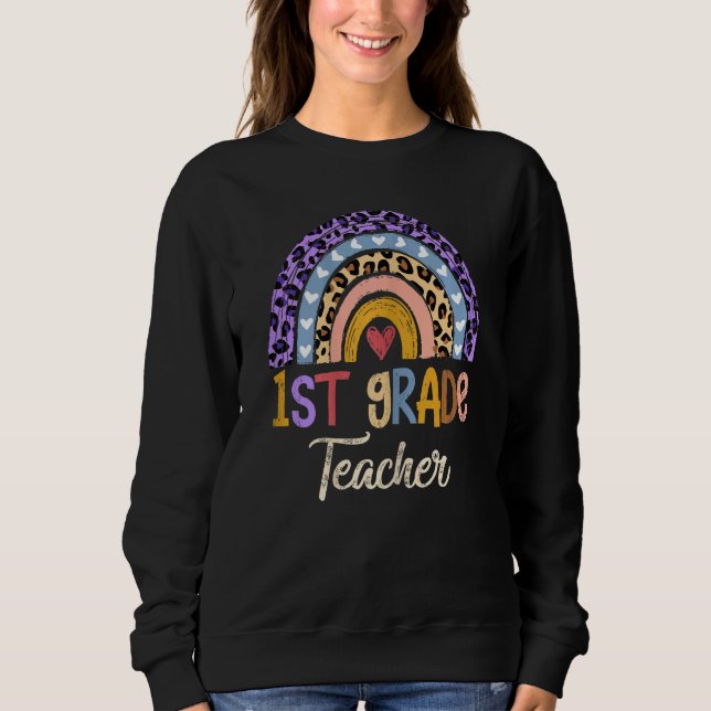Sweatshirt Femme 1ère classe enseignant mignonne Boho Rainbow (Devant)