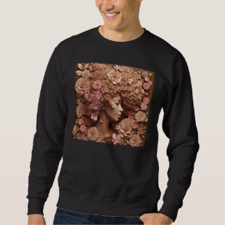 Sweatshirt Femme afro florale reine noire gonflée mélanine ro