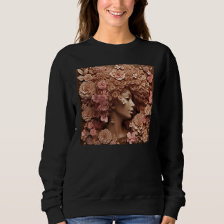 Sweatshirt Femme Afro Florale Reine Noire Puff Mélanine Rose