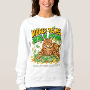 Sweatshirt Femme amatrice de chats Argent drôle Orange Tabby
