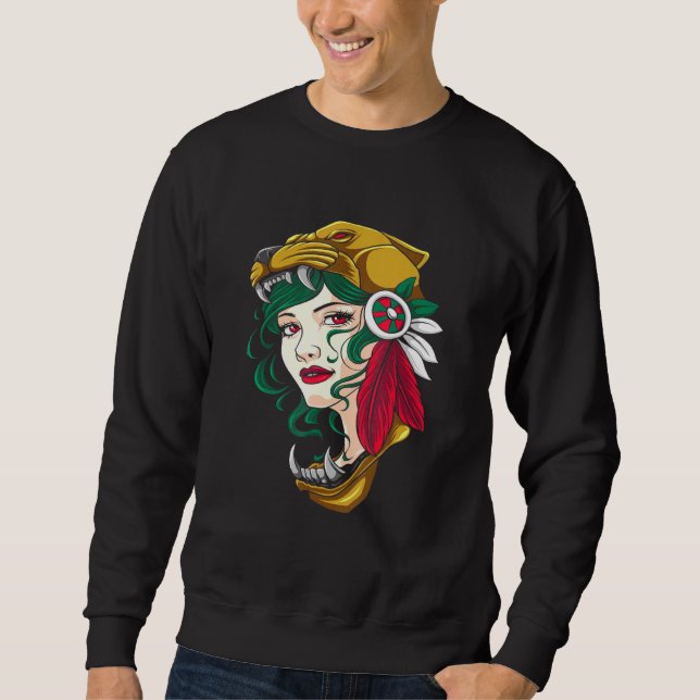 Sweatshirt Femme aztèque - Mexicaine - Chava - Hecho En Mexi (Devant)