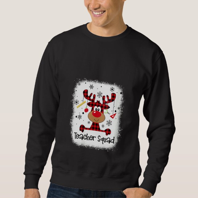 Sweatshirt Femme Bleached Teacher Squad Reindeer Drôle Enseig (Devant)