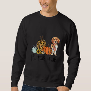 Sweatshirt Femme C'est Automne Y'all Jaune Beagle Chien Leopa