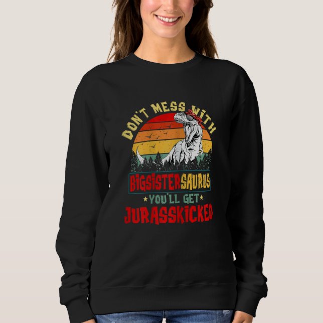 Sweatshirt Femme Cool Big Sistersaurus Dinosaur Rex Cute Mot (Devant)