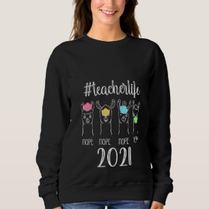 Sweatshirt Femme Enseignante Vie Cute Llama Visage Masque Qua
