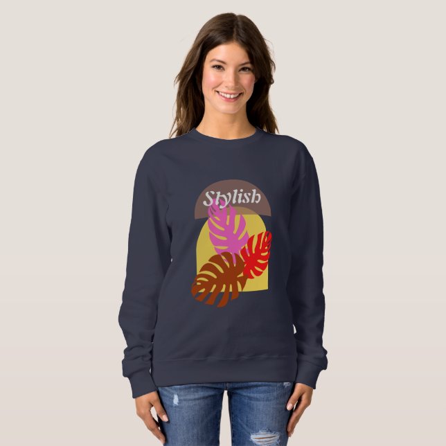 Sweatshirt Femme Gris Stylé Bohème  (Devant entier)