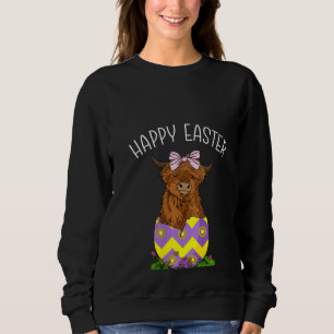 Sweatshirt Femme Happy Easter Scottish Highland Cow Shirt Ea