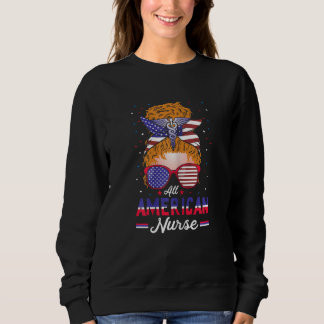 Sweatshirt Femme Infirmière Tout Américaine Drapeau USA 4 Jui