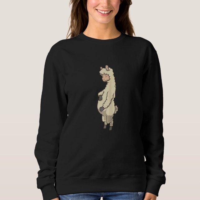 Sweatshirt Femme Lama Avec Bébé Ventre  Enceinte (Devant)