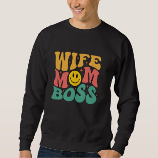 Sweatshirt Femme Maman Boss Retro Happy Face Super esthétique