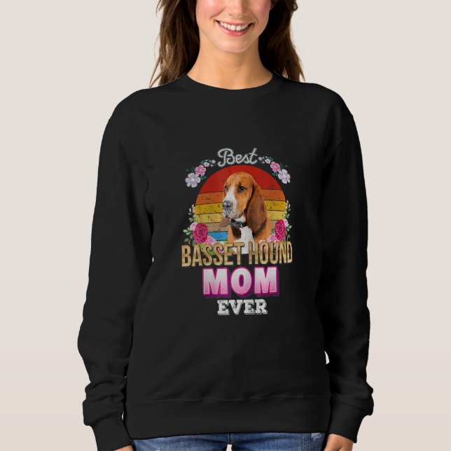 Sweatshirt Femme Meilleur Chien Maman Jamais Basset Hound Flo (Devant)