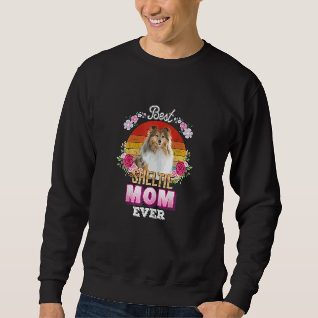 Sweatshirt Femme Meilleur Chien Maman Jamais Sheltie Floral R (Devant)