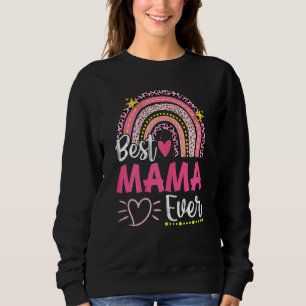 Sweatshirt Femme Meilleure Mama Jamais Leopard Arc-en-ciel No