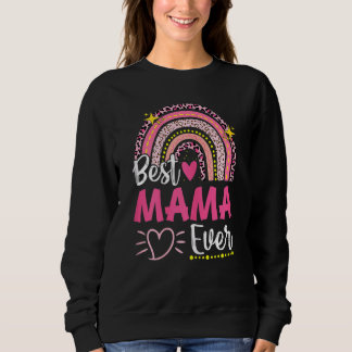 Sweatshirt Femme Meilleure Mama Jamais Leopard Arc-en-ciel No