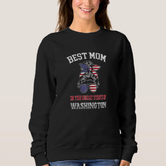 Sweatshirt Femme Meilleure Maman À Washington Le Grand État D