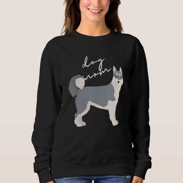 Sweatshirt Femme Mère de Chien Husky Sibérien Gris et Blanc (Devant)