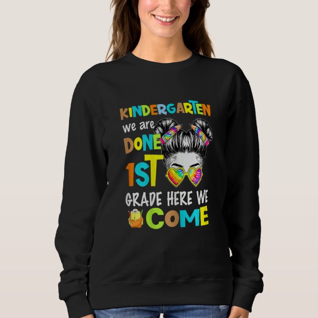Sweatshirt Femme Messy Bun Fille lunettes crayon jardin d'enf (Devant)