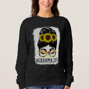 Sweatshirt Femme Messy Bun Granma Life Grandma Sunflowers Cu