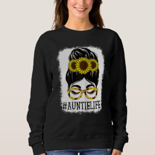 Sweatshirt Femme Messy Bun Tante Vie Grand-mère Tournesols Cu