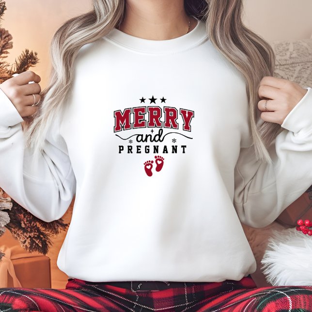 Sweatshirt Femme moderne Joyeuse et enceinte (Modern Merry and Pregnant Woman Sweatshirt)