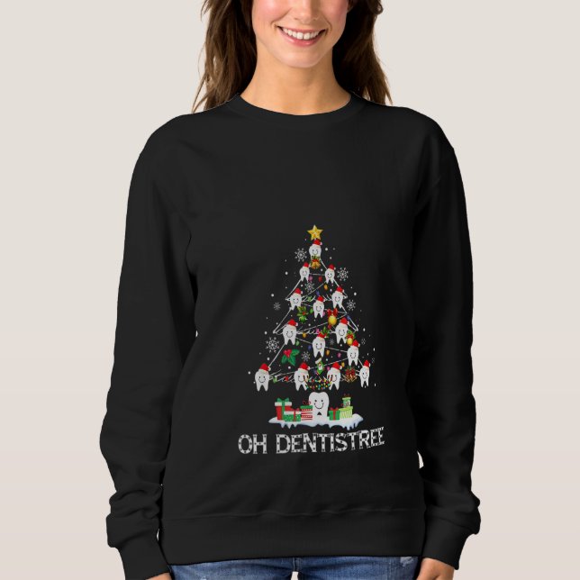 Sweatshirt Femme Oh Dentistree Funky Arbre de Noël Dental H (Devant)