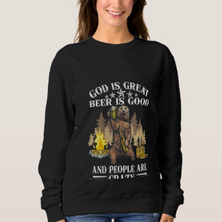 Sweatshirt Femme Ours Camping Dieu Est Grande Bière Est Bonne