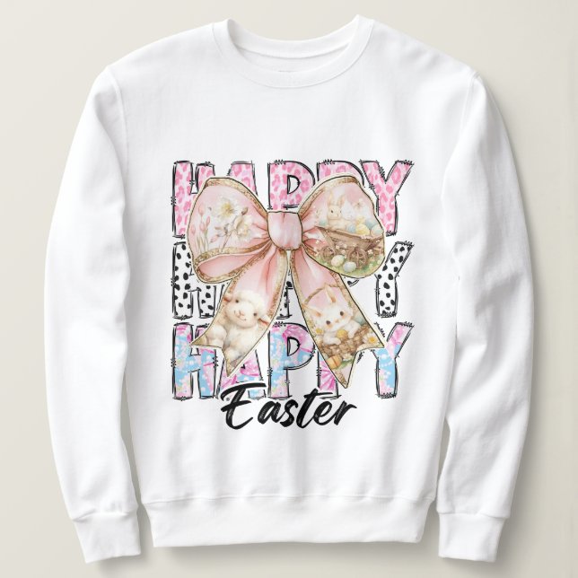 Sweatshirt Femme Pastel Happy Pâques Coquette Bow (Design devant)