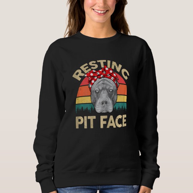 Sweatshirt Femme Pitbull Repose Pit Face Pitbull Mama Pit (Devant)