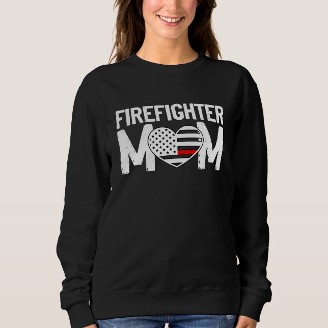 Sweatshirt Femme Pompier Maman Mince Red Line Drapeau Feu de  (Devant)
