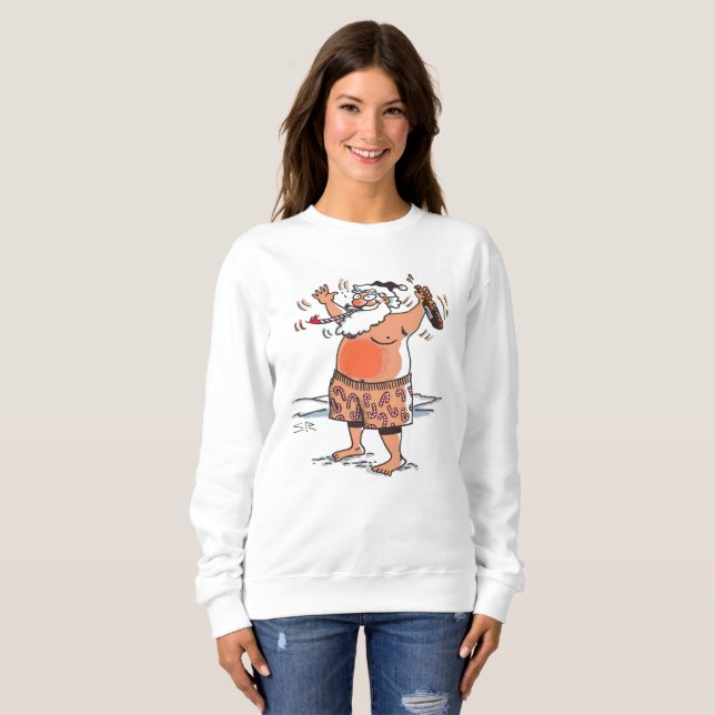 Sweatshirt Femme sweat-shirt blanc Drunk Santa (Devant entier)