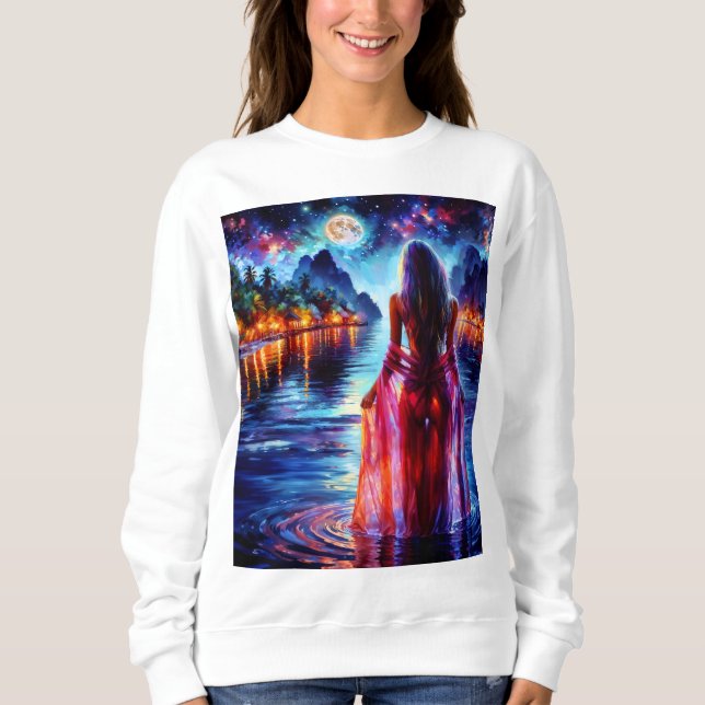 Sweatshirt Femme tropicale de fantaisie au clair de lune au p (Devant)