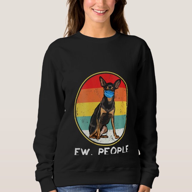Sweatshirt Femme Vintage Ew Personnes Miniature Pinscher Chie (Devant)